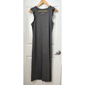 Universal Thread Midi Dress Ruffle Sleeve Size S Gray Soft Cotton Slub Side Slit